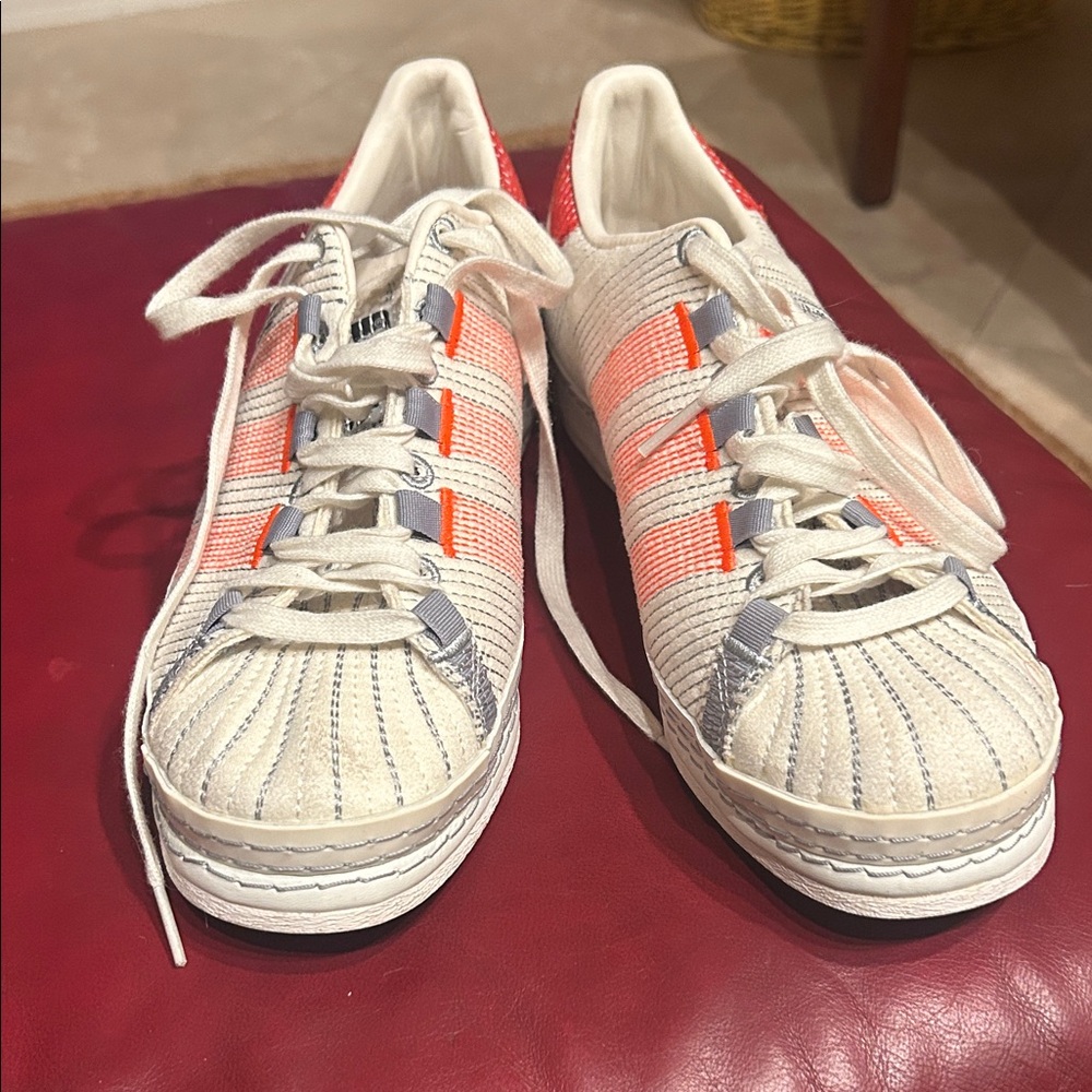 Adidas Women's White and Orange Sneakers SZ 8